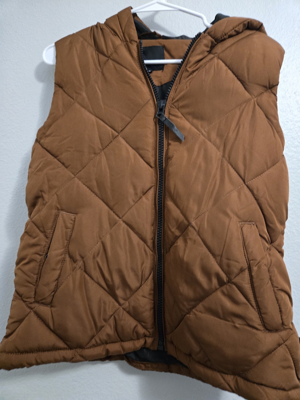 Quilted Hooded Vest in Rust Brown